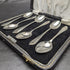 1958 British vintage sterling silver teaspoon set of 6 in a case